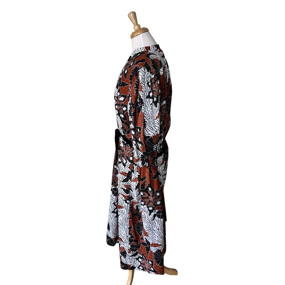 MAJE Printed Cotton Voile Midi Dress Brown Black Size US Large/ FR - Picture 7 of 11